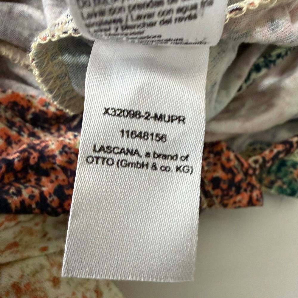 LASCANA Womens Chevron Print Open Back Romper Green Orange Size 2 - Picture 9 of 9